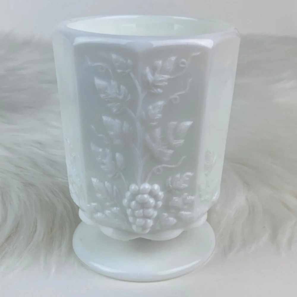 Westmoreland Milk Glass Cup Paneled Grape Medium Open Top Creamer and Sugar Cup